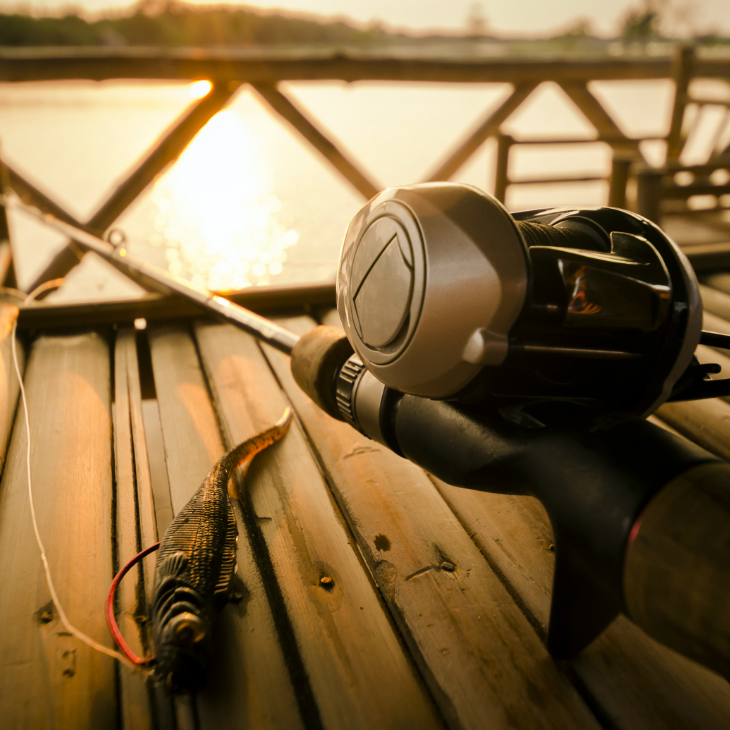 fishing pole on dock